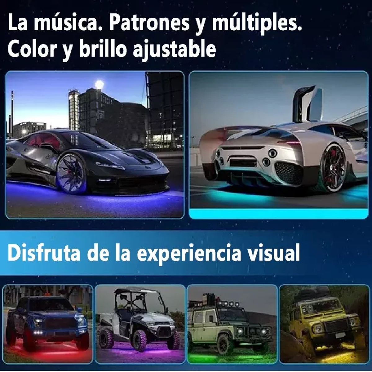 Juego De 4 Tira Led Rgb Para Tubo De Auto Coche Chasis