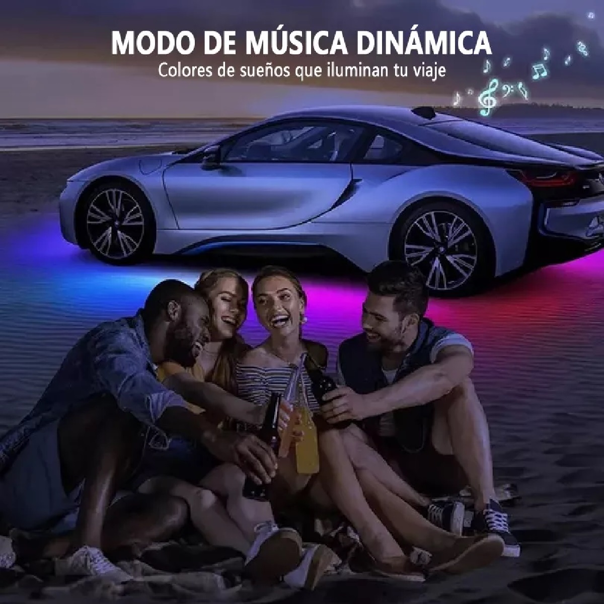 Juego De 4 Tira Led Rgb Para Tubo De Auto Coche Chasis