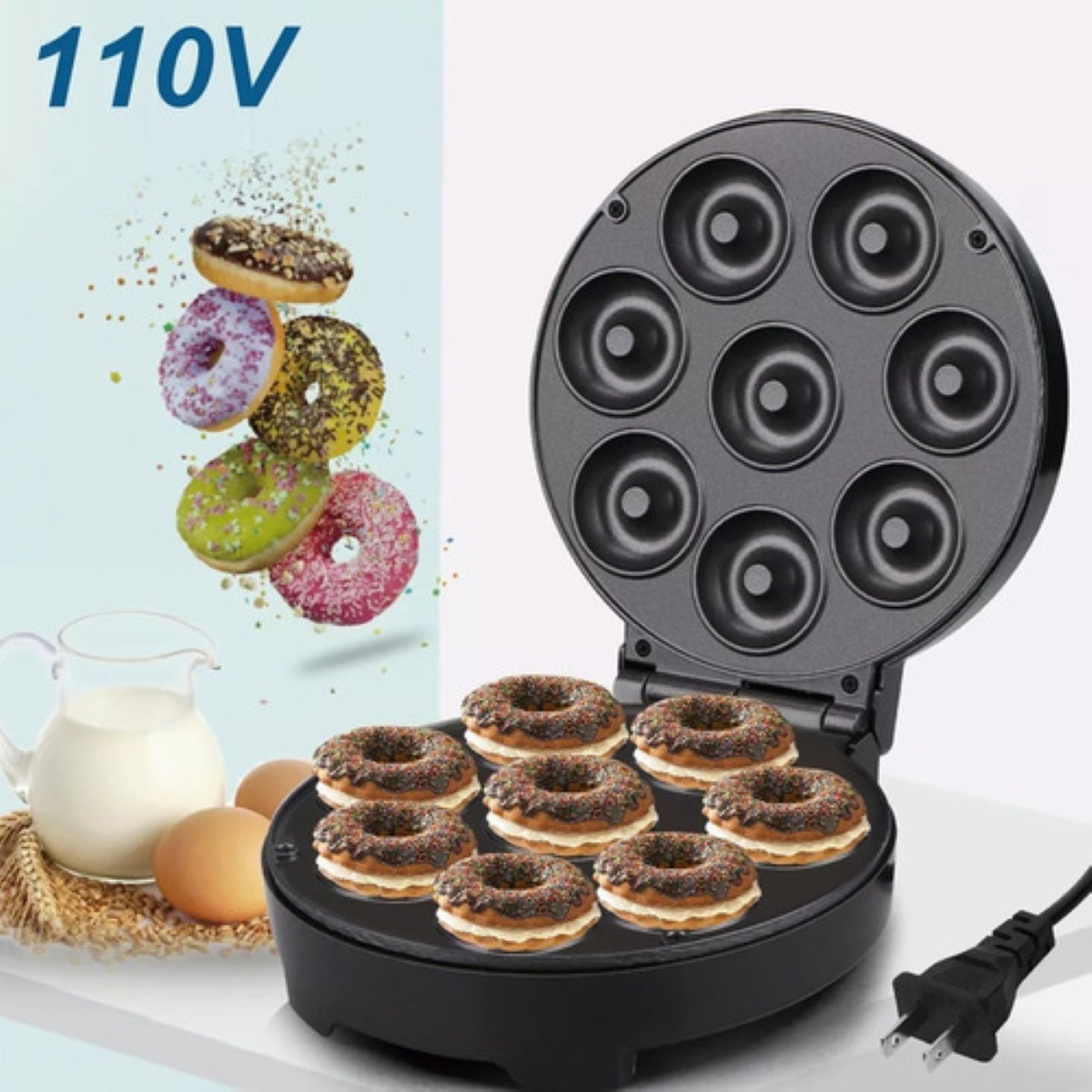 Maquina Para Hacer Donas Repostería Eléctrica Antiadherente Negra