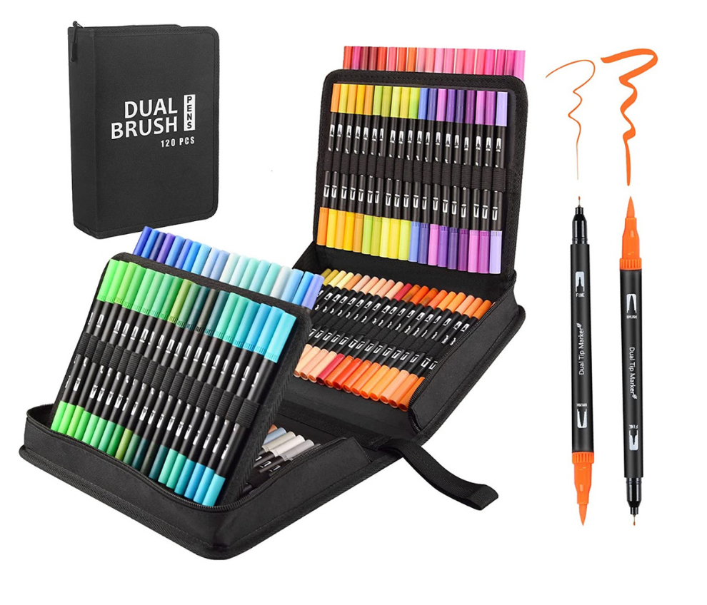 72 Colores Marcadores Plumones Punta De Pincel Dual Brush