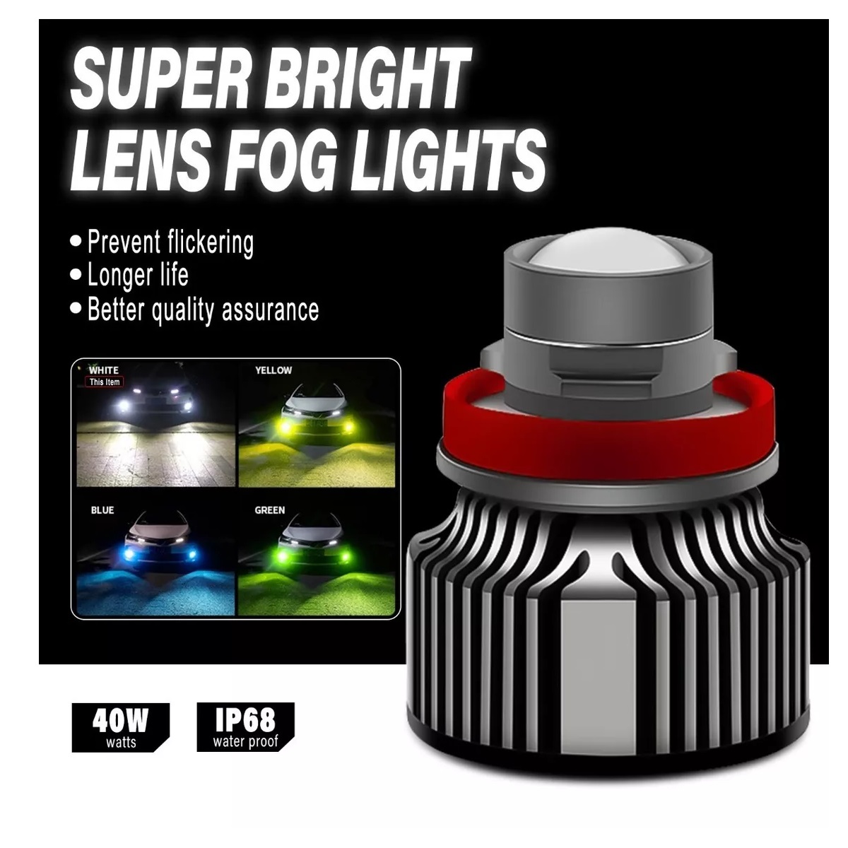 Kit De Focos Led Con Lente Lupa Faro H11 8000lm