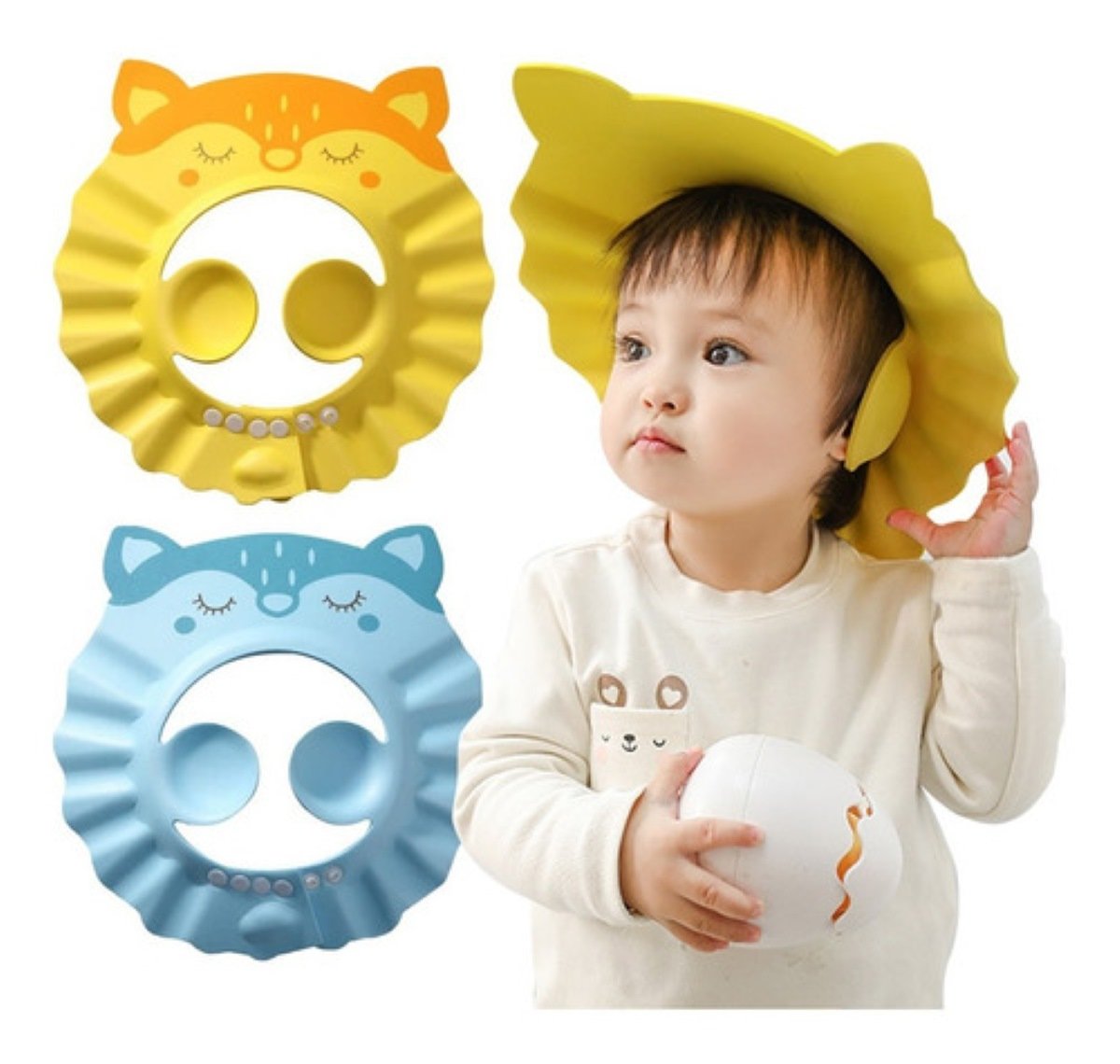 Gorro De Ducha De Bebé MoonBear Gorra De Baño Suave Ajustable Visera  Sombrero Seguro Champú Protección Para Niño , Niños Bule Amarillo Rosa