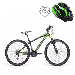 bicicleta-de-montana-mtb-kaizer-r26-negro-mate-verde-neon-casco-de-regalo