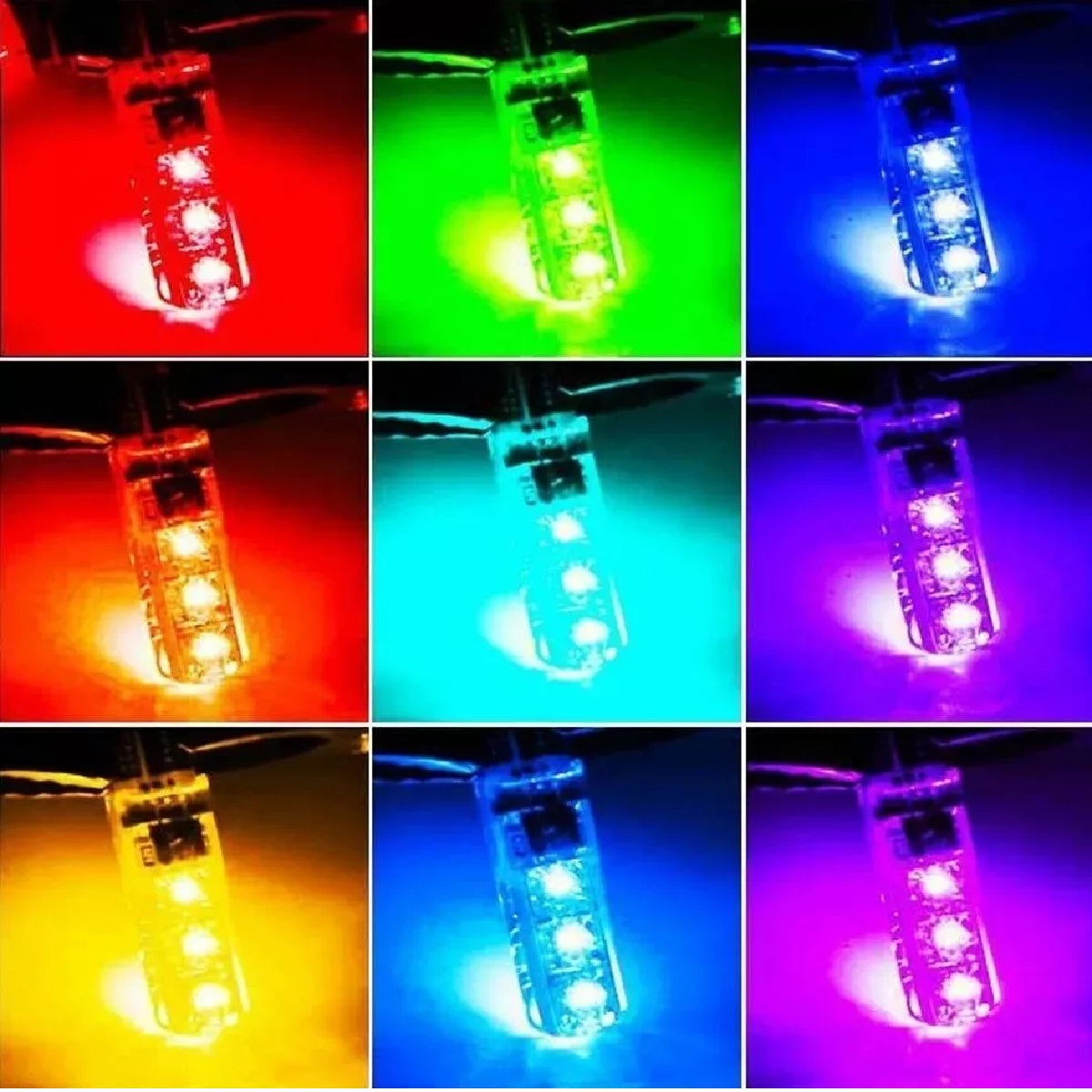 Kit Focos T10 Rgb Con Estrobo Control Remoto Led Pellizco