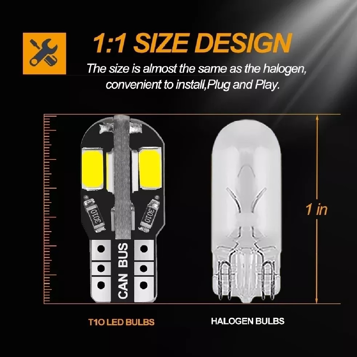 Juego 20pzs Foco Led Pellizco T10 W5w 194 192 168 2825 Para Auto