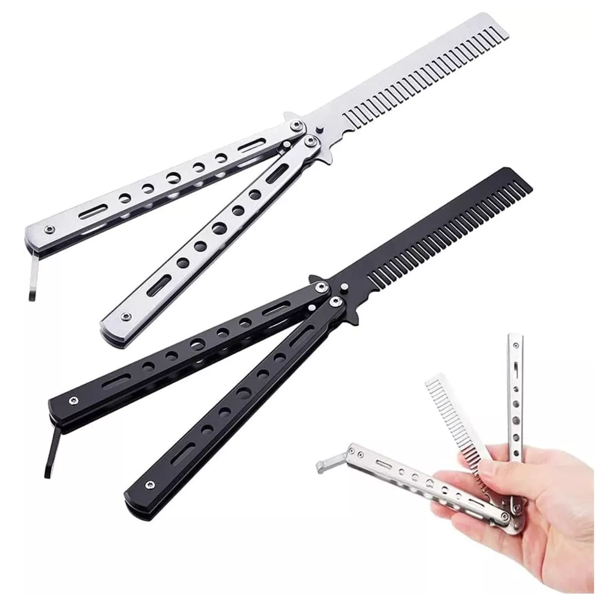 Peines De Entrenamiento Cuchillo Mariposa Acero Inoxidable 2 PCS 