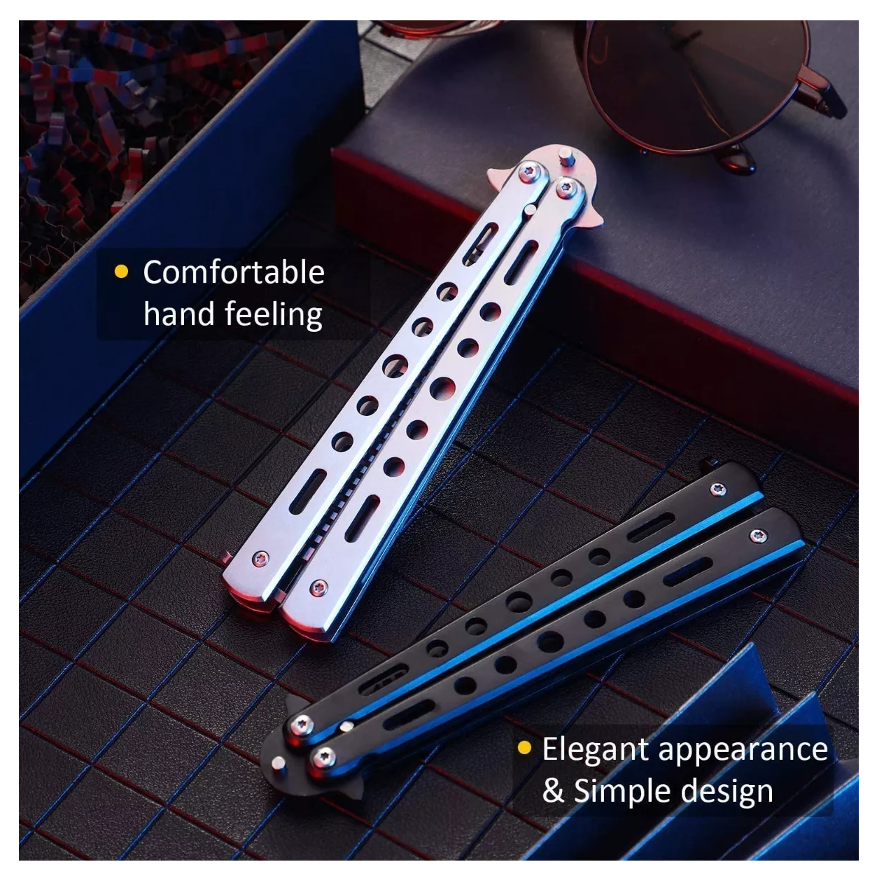 Peines De Entrenamiento Cuchillo Mariposa Acero Inoxidable 2 PCS 