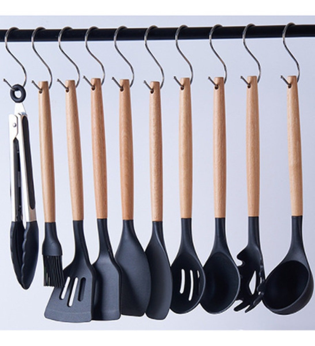 Juego completo de utensilios de cocina de 19 piezas, fabricado con silicona  y madera de primera calidad, todos en uno combo de accesorios de cocina