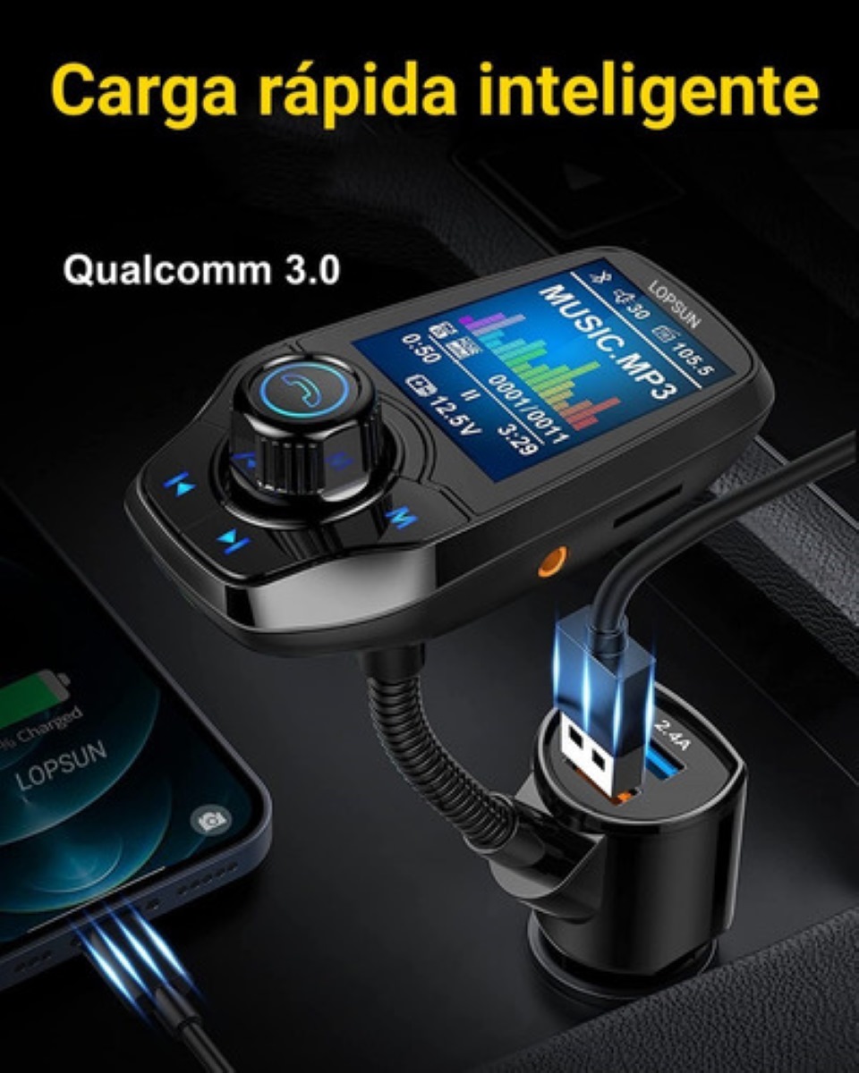 Receptor Transmisor Bluetooth Fm De Música Mp3 Manos Libres Neghro