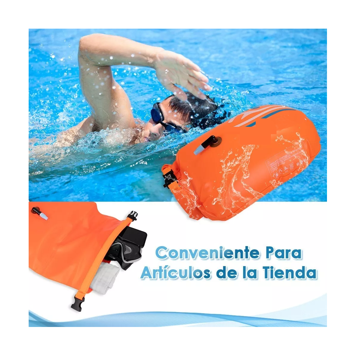 Boya De Seguridad Para Natacion De Aguas Abiertas Con Bolsa Naranja