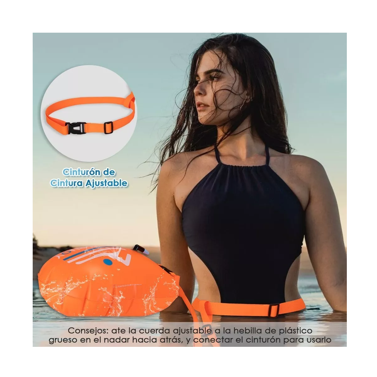 Boya De Seguridad Para Natacion De Aguas Abiertas Con Bolsa Naranja