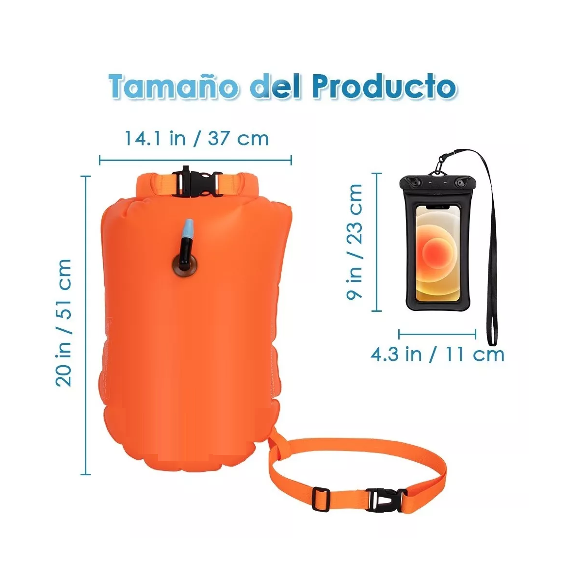 Boya De Seguridad Para Natacion De Aguas Abiertas Con Bolsa Naranja