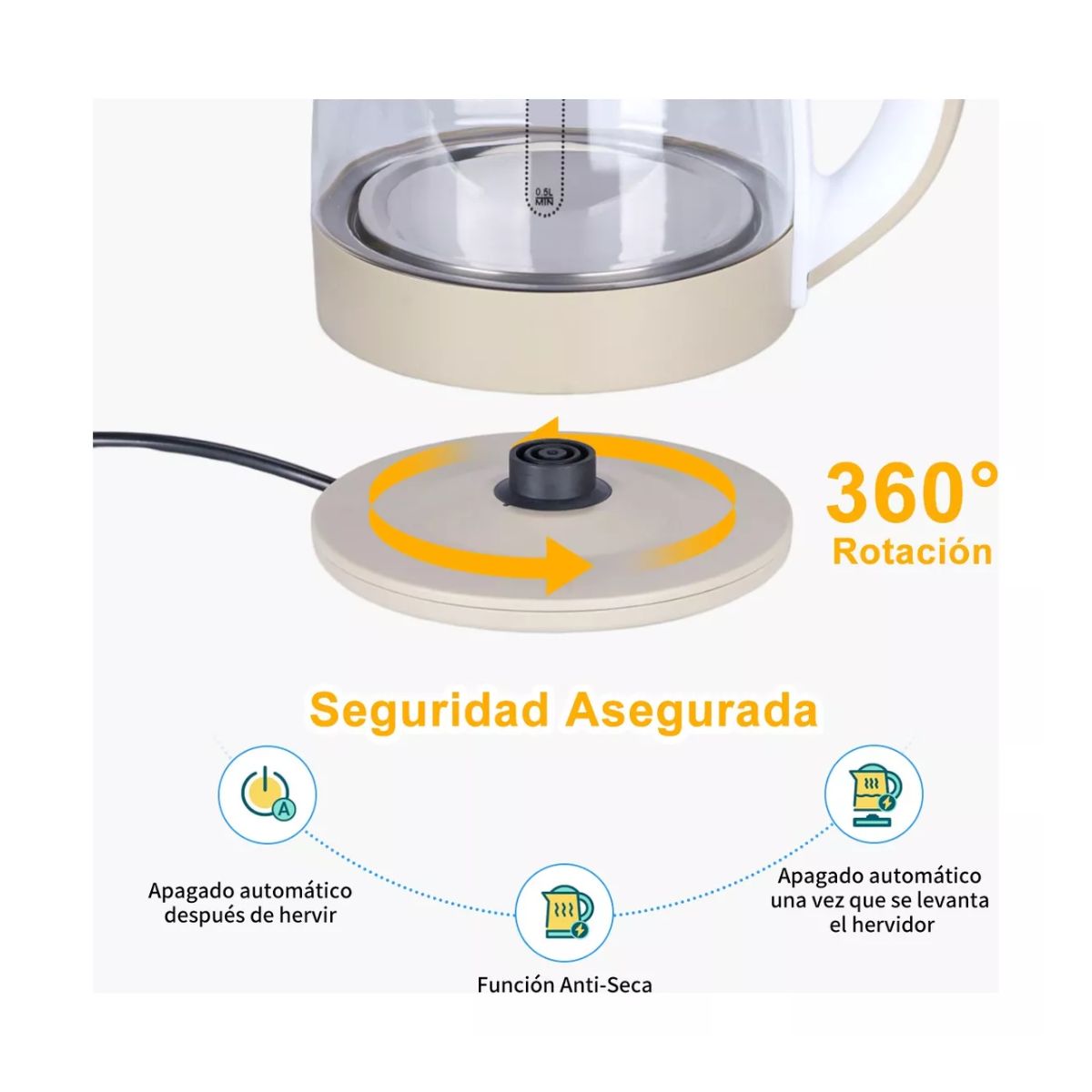 Tetera Electrica Hervidor Eléctrico Jarra Para Café Té 1.8l Blanco
