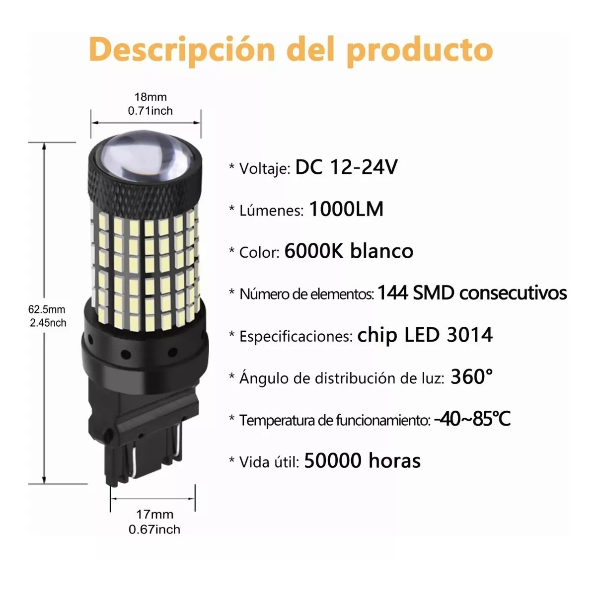Set 2 Foco Pellizco Led Cuarto Stop 3157 4157