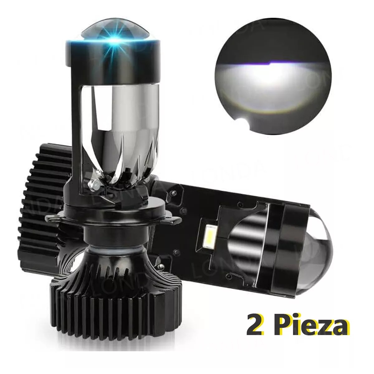 Par Focos Led H4 Lupa Alta Y Baja Auto Motocicleta