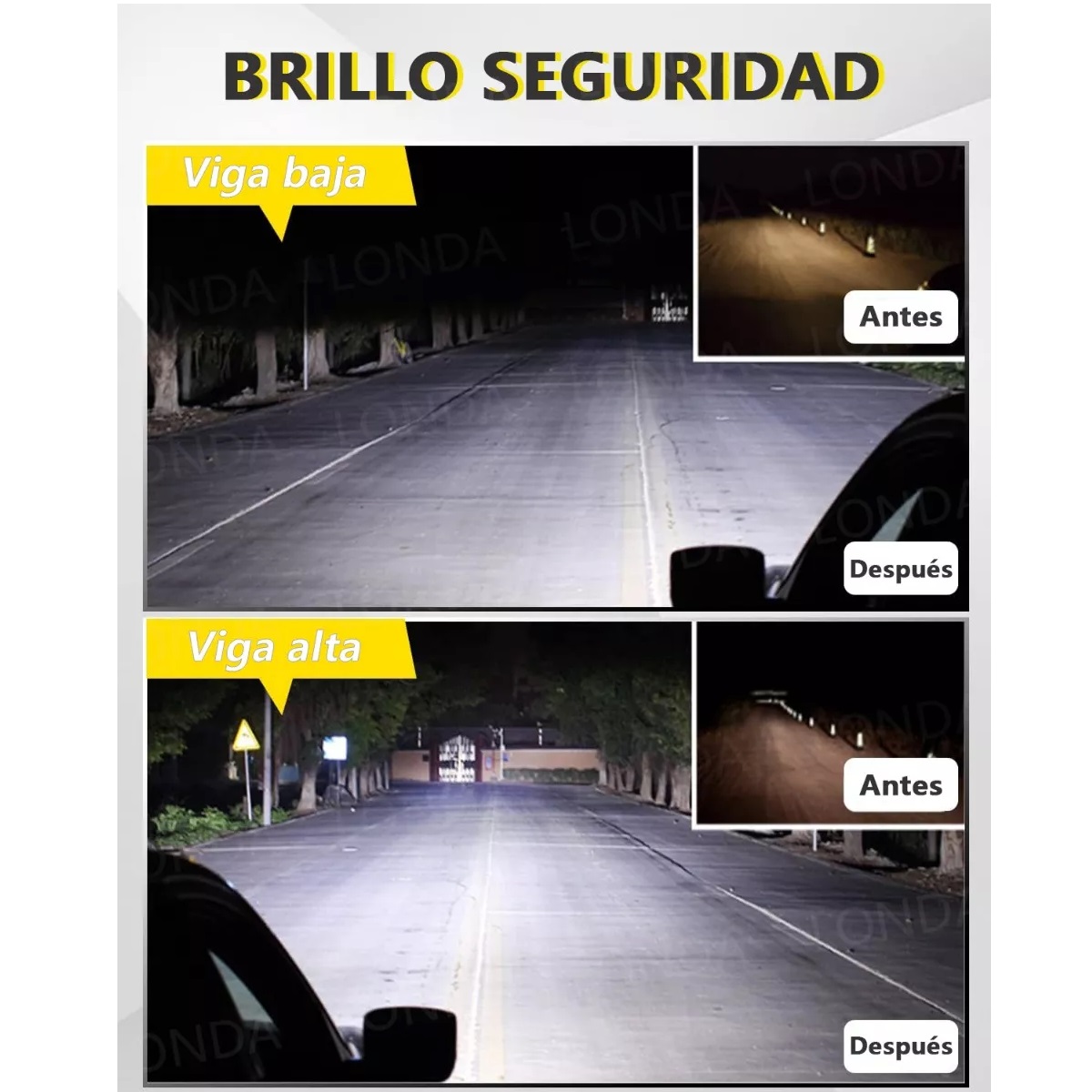 Par Focos Led H4 Lupa Alta Y Baja Auto Motocicleta