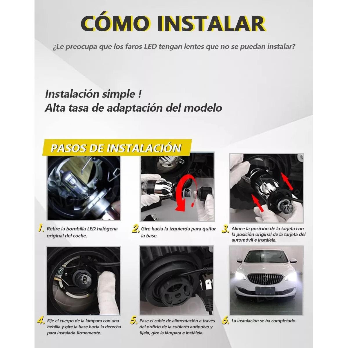 Par Focos Led H4 Lupa Alta Y Baja Auto Motocicleta