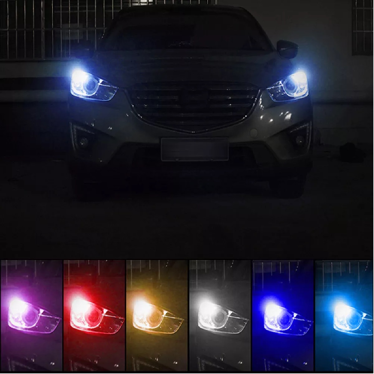 Par Foco Led T10 W5w Pellizco Rgb Con Estrobo Control Remoto 2 Pzas