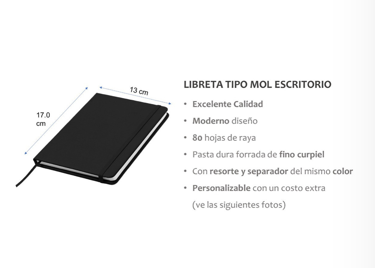 Libreta Escritorio Curpiel Separador Resorte Varios Colores azul