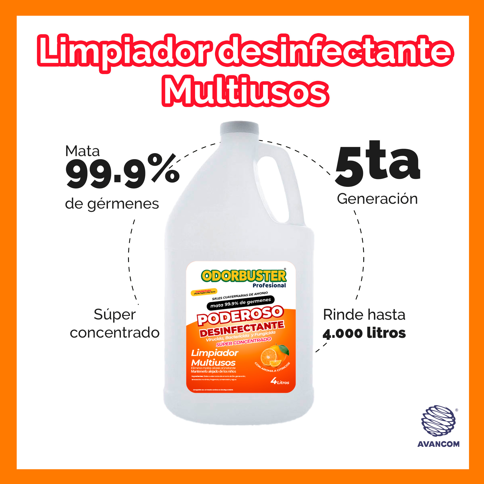 Limpiador Desinfectante Biodegradable Aroma Cítrico 4L
