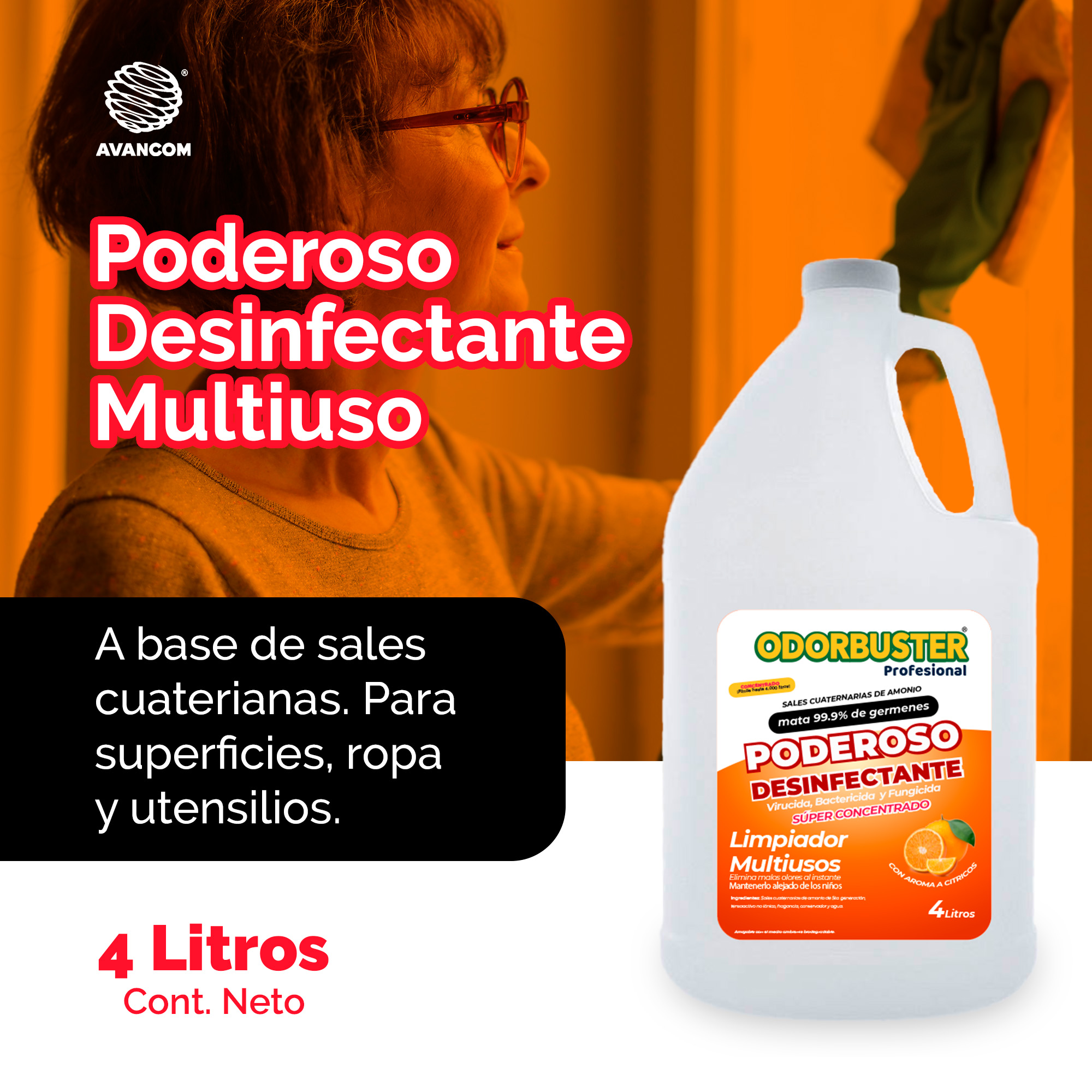 Limpiador Desinfectante Biodegradable Aroma Cítrico 4L