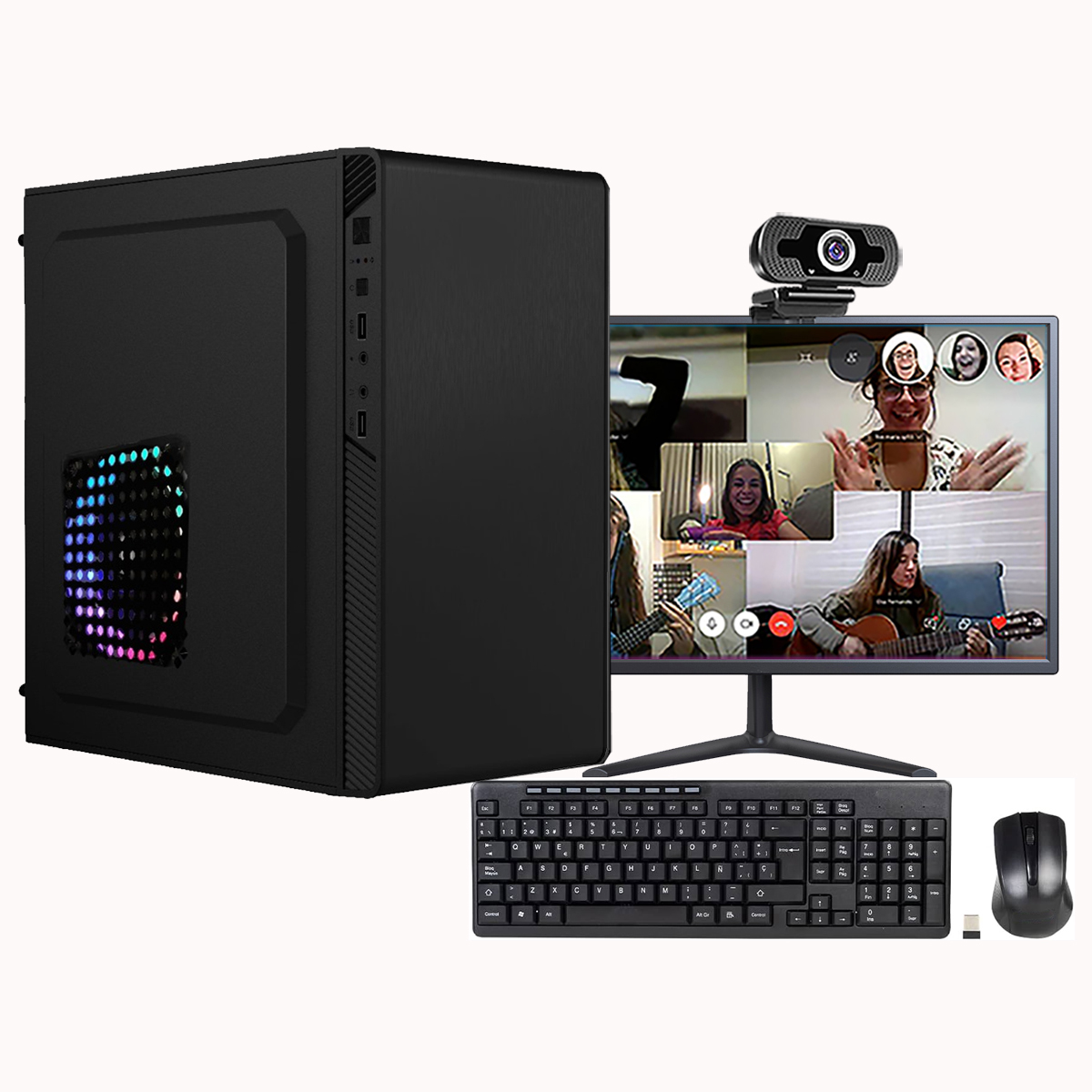 Pc Computadora economica 8gb memoria ram veloz 960gb ssd monitor led 21.5 FULL HD Escuela