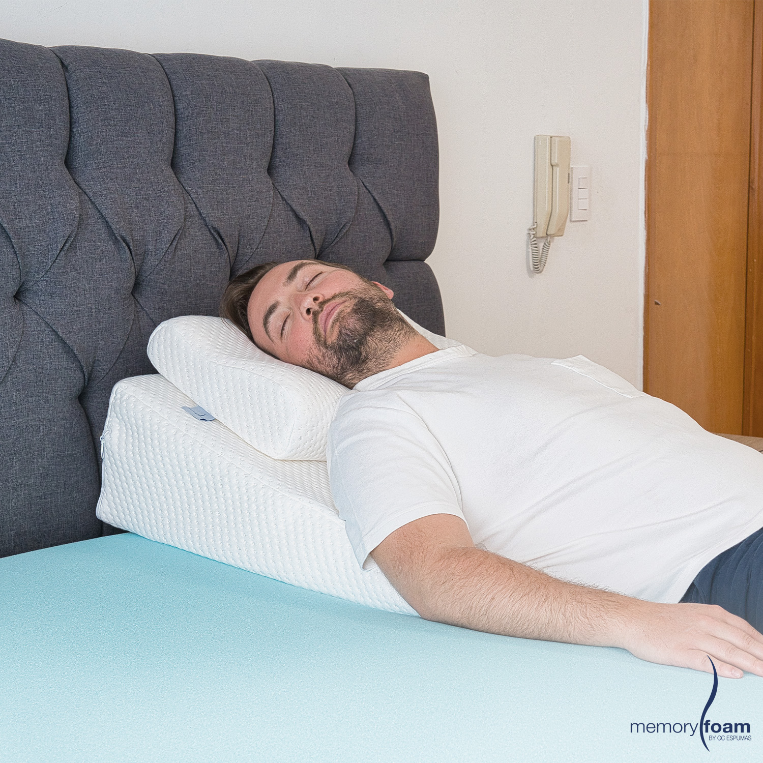 MEMORY FOAM Cojín Antireflujo Adultos Cuña Antireflujo para Adultos Blanca 80 cm x 60 cm x 20 cm 100% de Memory Foam