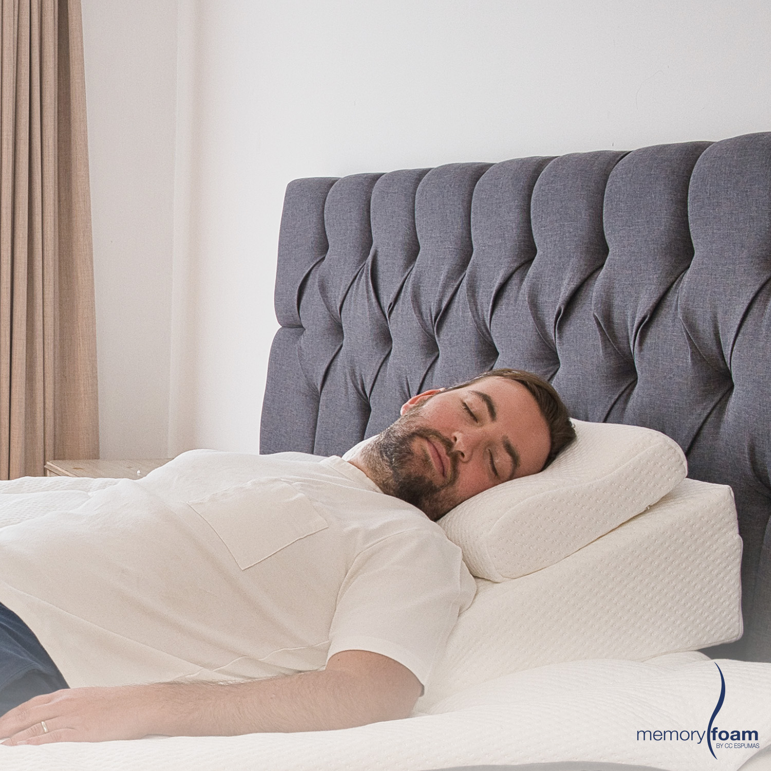 MEMORY FOAM Cojín Antireflujo Adultos Cuña Antireflujo para Adultos Blanca 80 cm x 60 cm x 20 cm 100% de Memory Foam