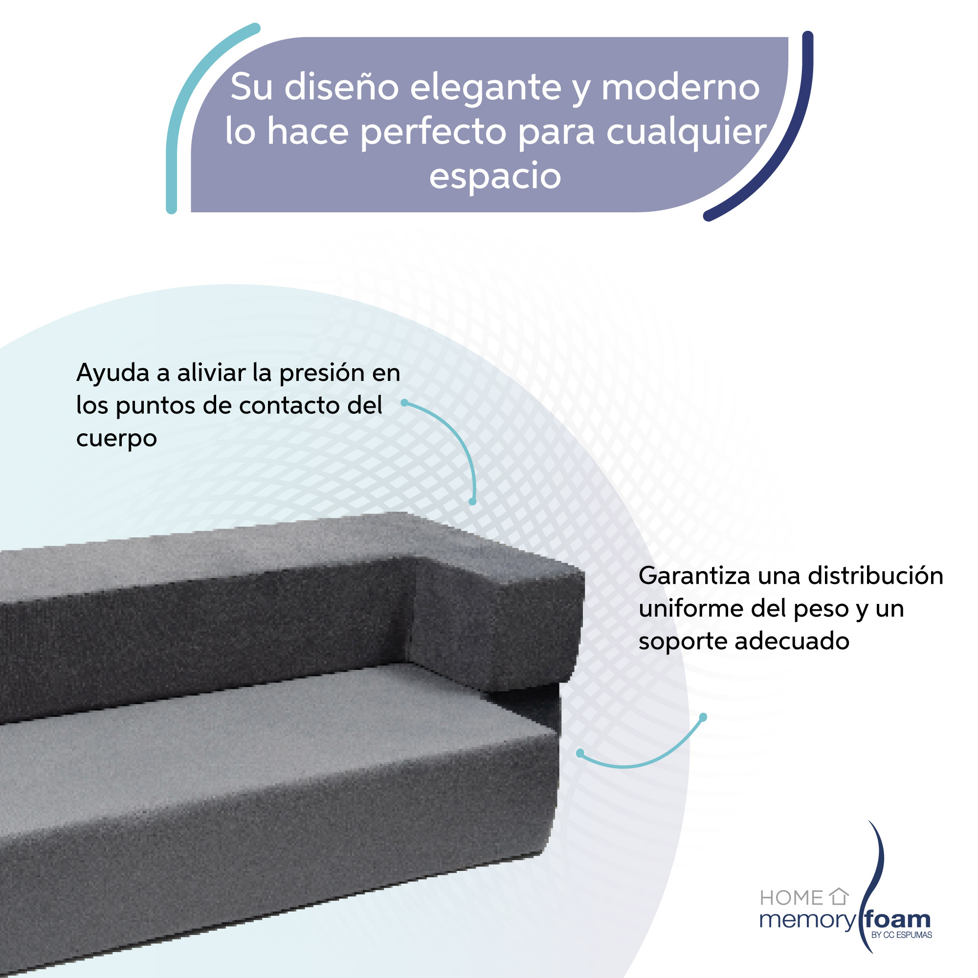 MEMORY FOAM HOME Sofá Cama Individual Tamaño Individual Color Gris Medidas 190 x 100 x 25 cm.