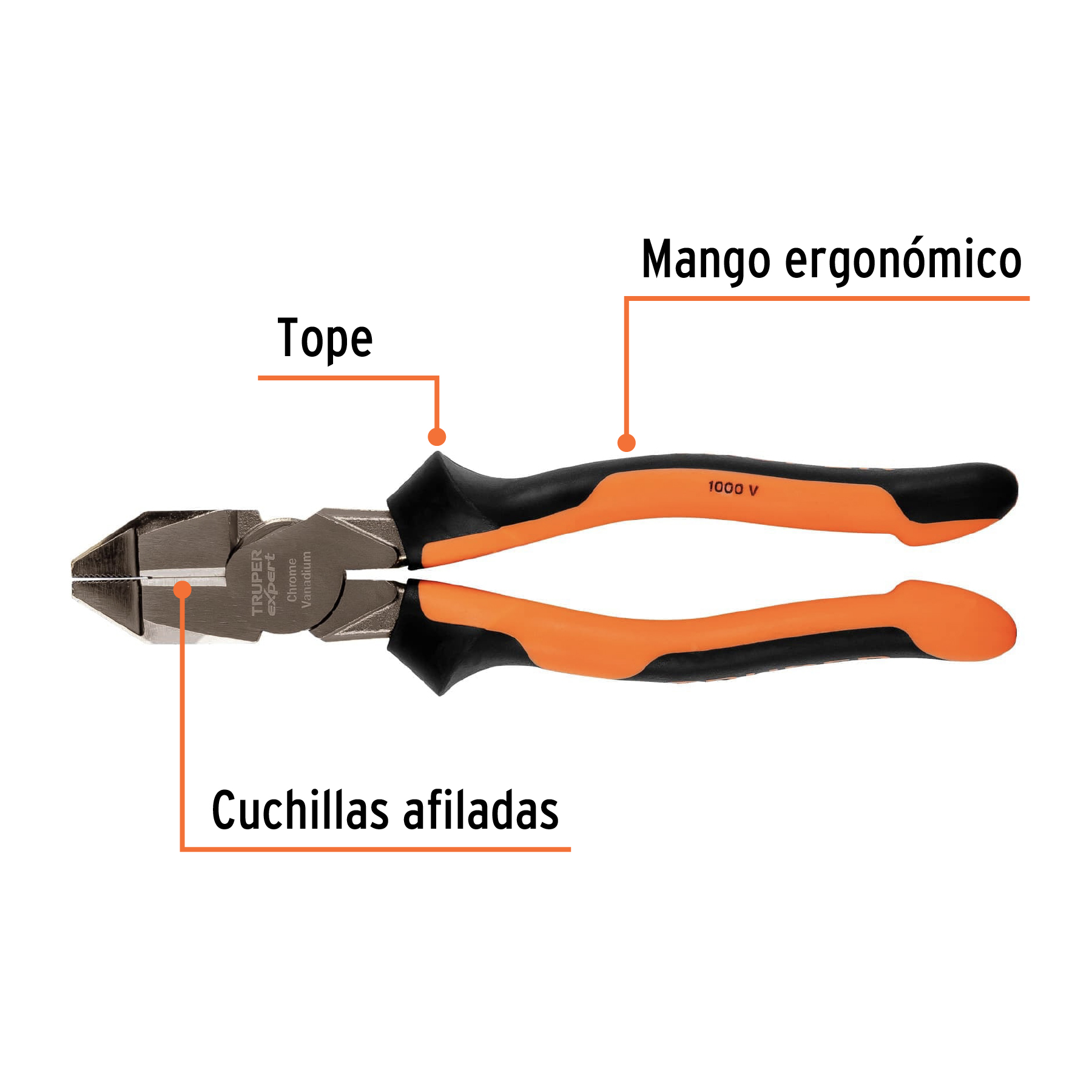 PINZA ELECTRICISTA 9" USO RUDO, ALTA PALANCA, COMFORT GRIP TRUPER 12351