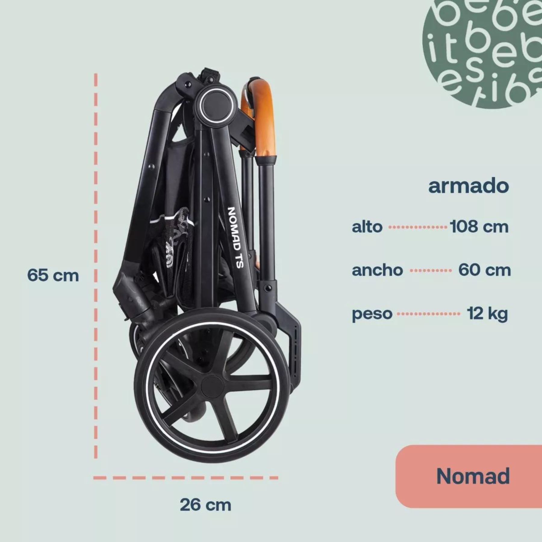 Carriola Para Bebé 3 En 1 Con Portabebé Bebesit Nomad - Rosa