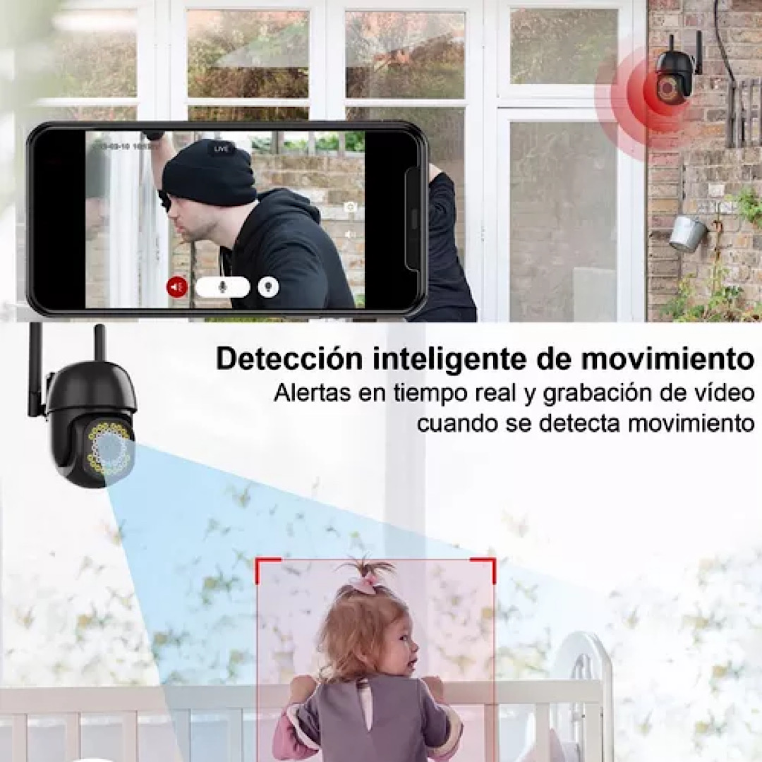 Cámara Seguridad Wifi Exterior Inalámbrica Hd 1080p C/alarma