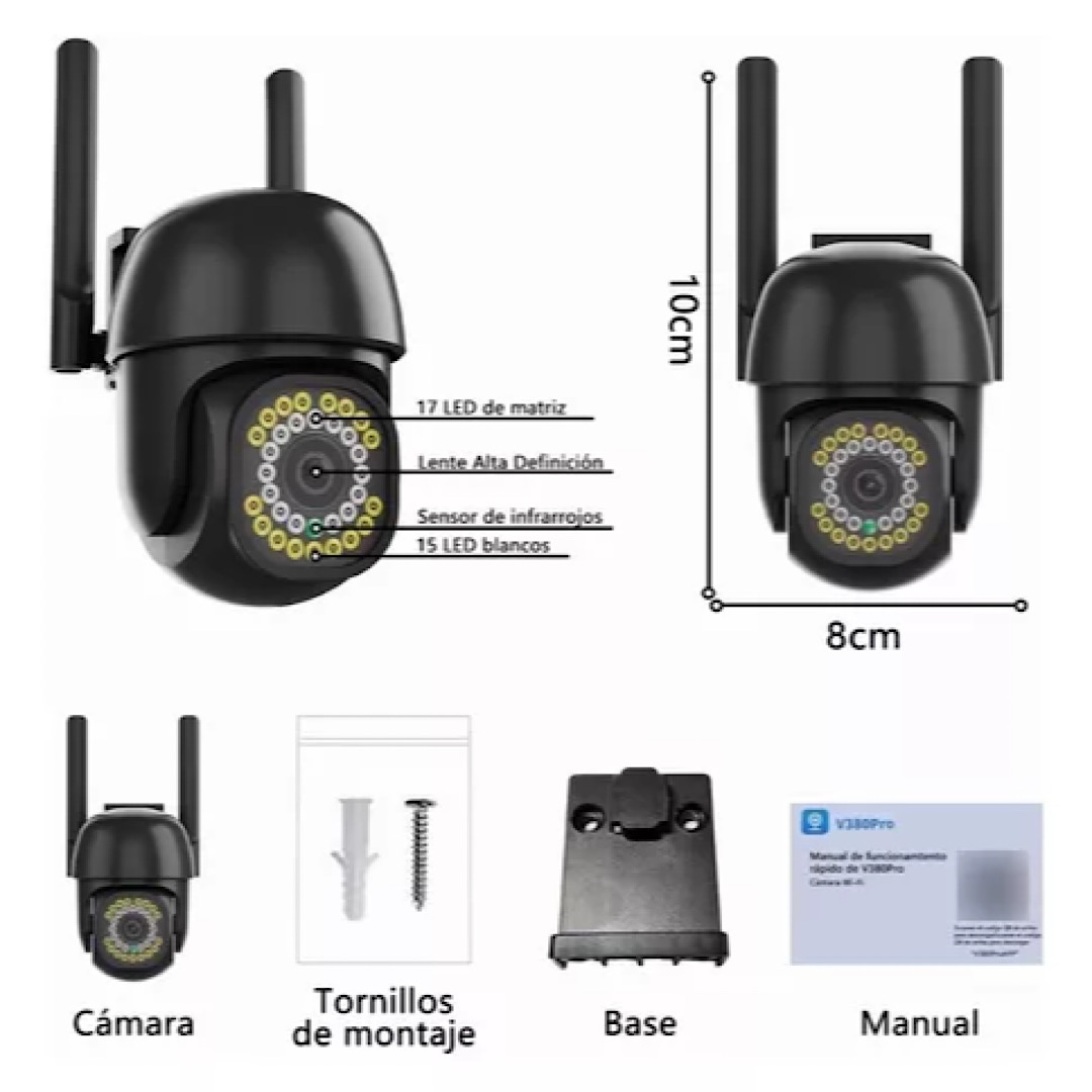 Cámara Seguridad Wifi Exterior Inalámbrica Hd 1080p C/alarma