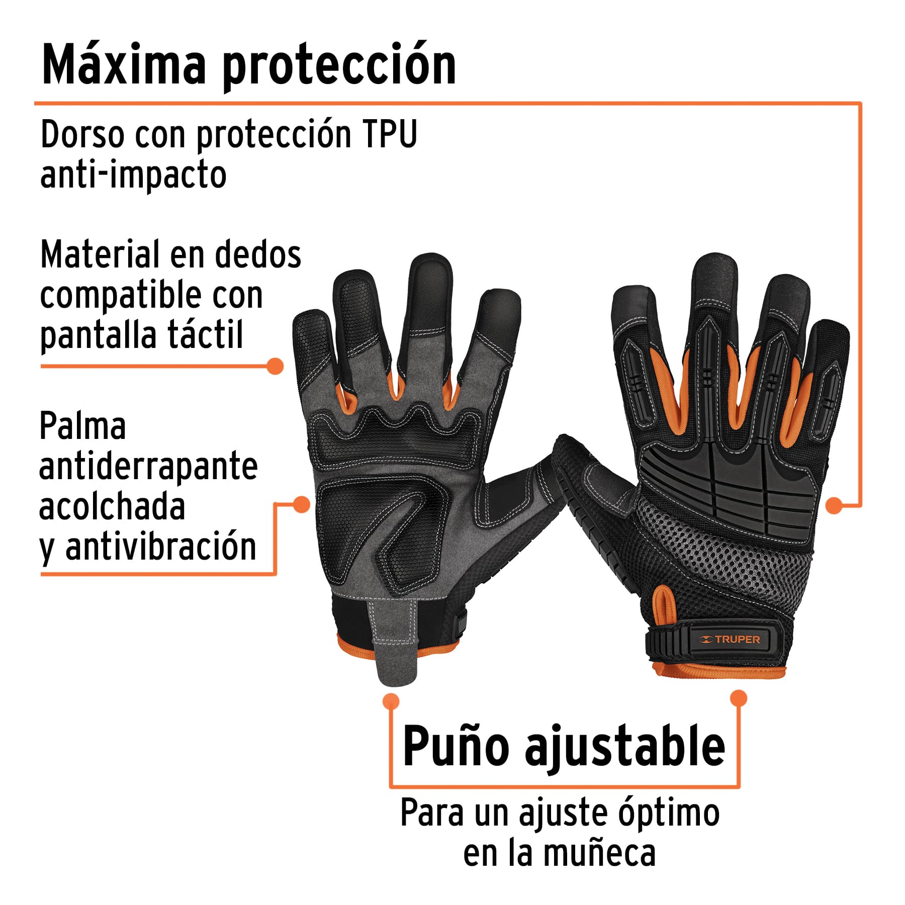 GUANTES PARA MECÁNICOS CON PROTECCIÓN ANTI-IMPACTO, TRUPER 15158