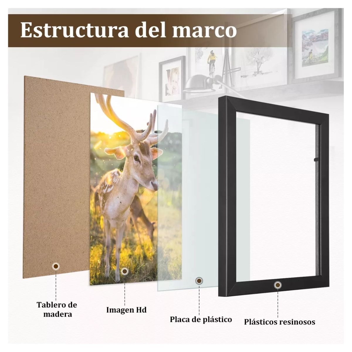 9 Piezas Fotos Marco, Portaretrato Decoración De Habitaciones