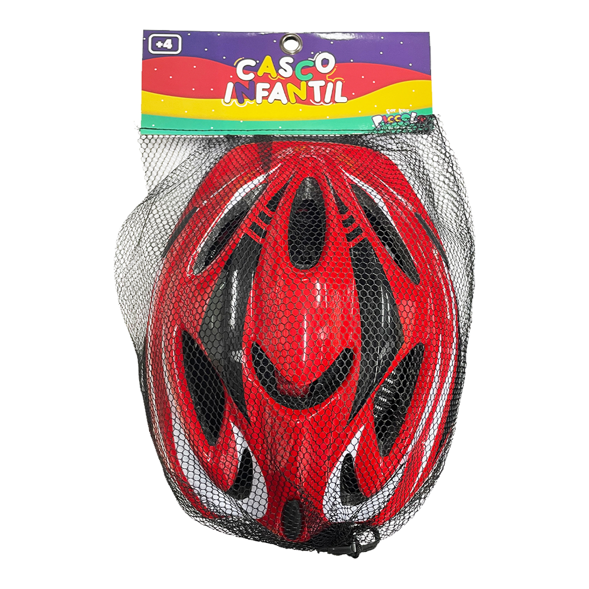 Casco Niño Bicicleta Kit Rodilleras Protección Infantil Rojo Piccolo