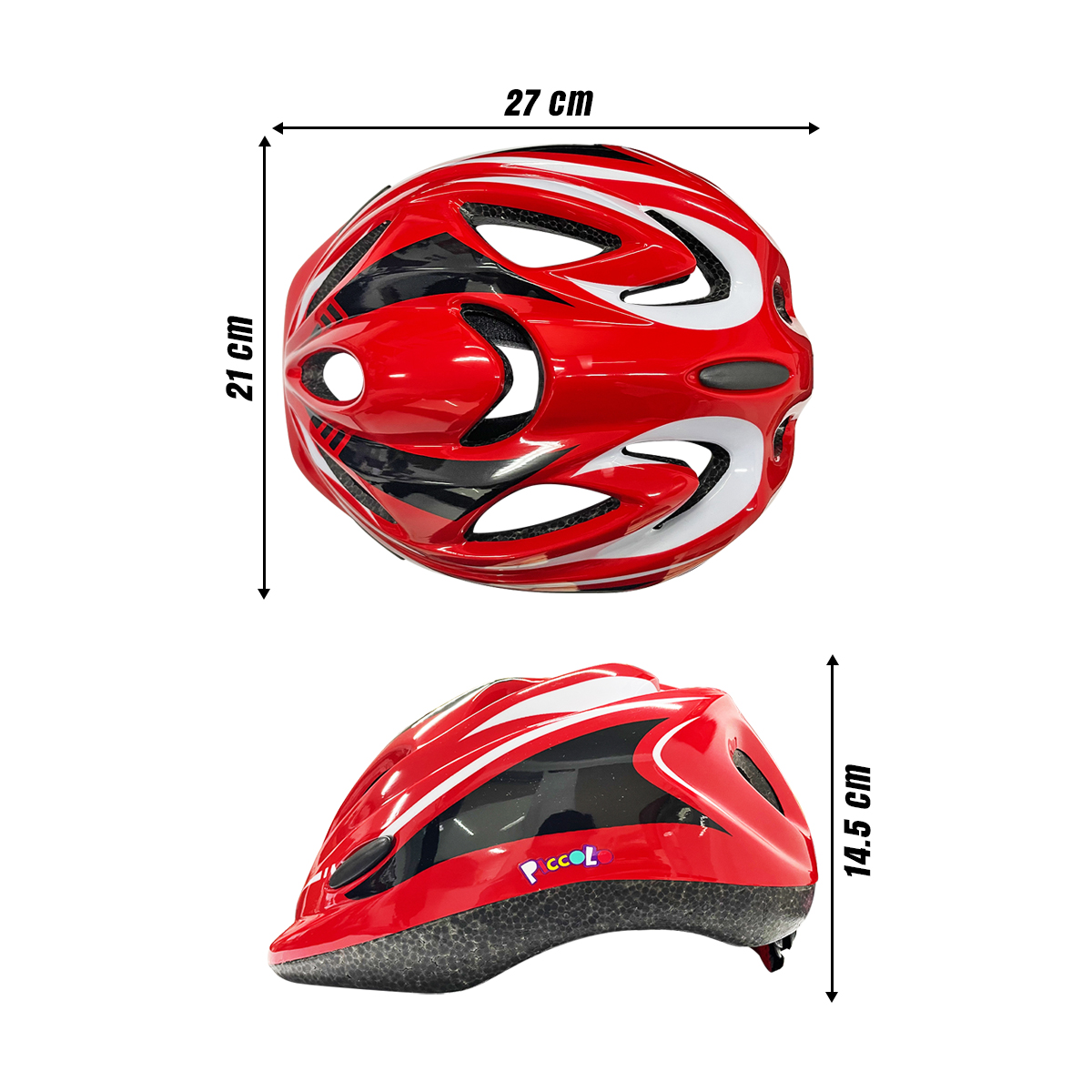 Casco Niño Bicicleta Kit Rodilleras Protección Infantil Rojo Piccolo