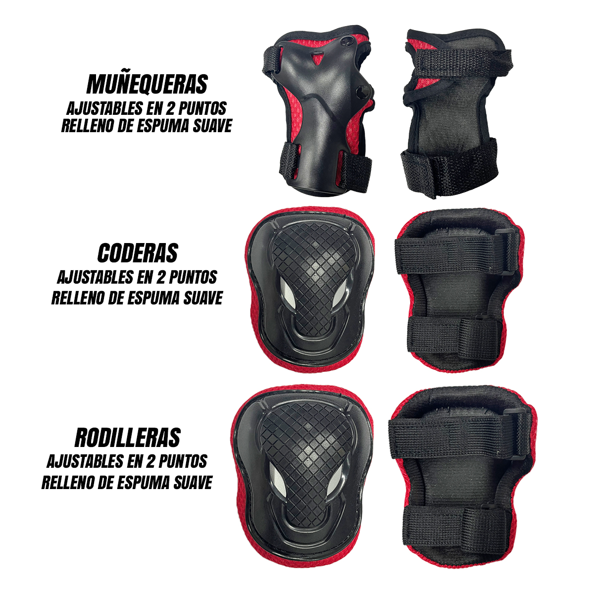 Casco Niño Bicicleta Kit Rodilleras Protección Infantil Rojo Piccolo