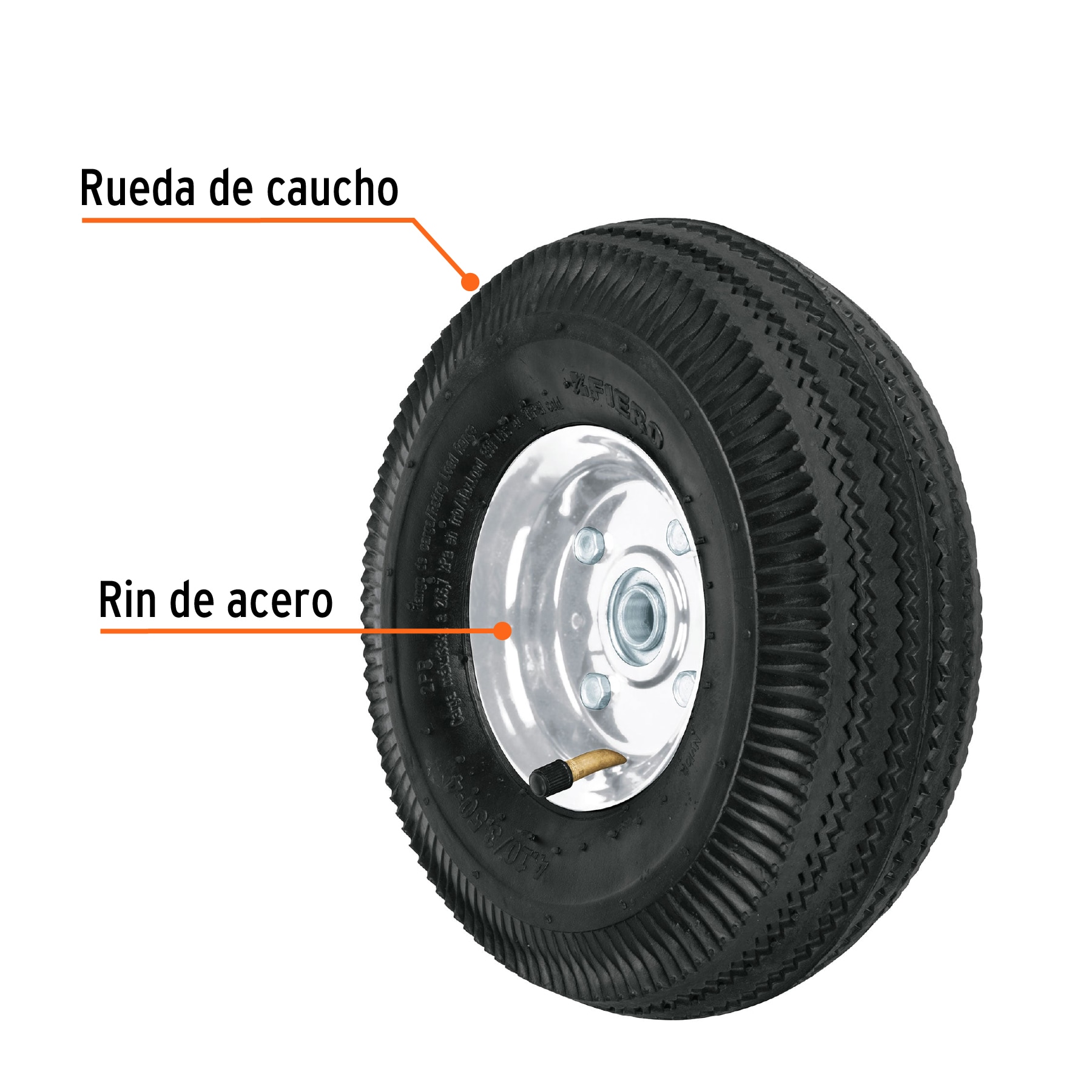 RUEDA NEUMÁTICA 10" PARA EJE LATERAL, TRUPER 45902
