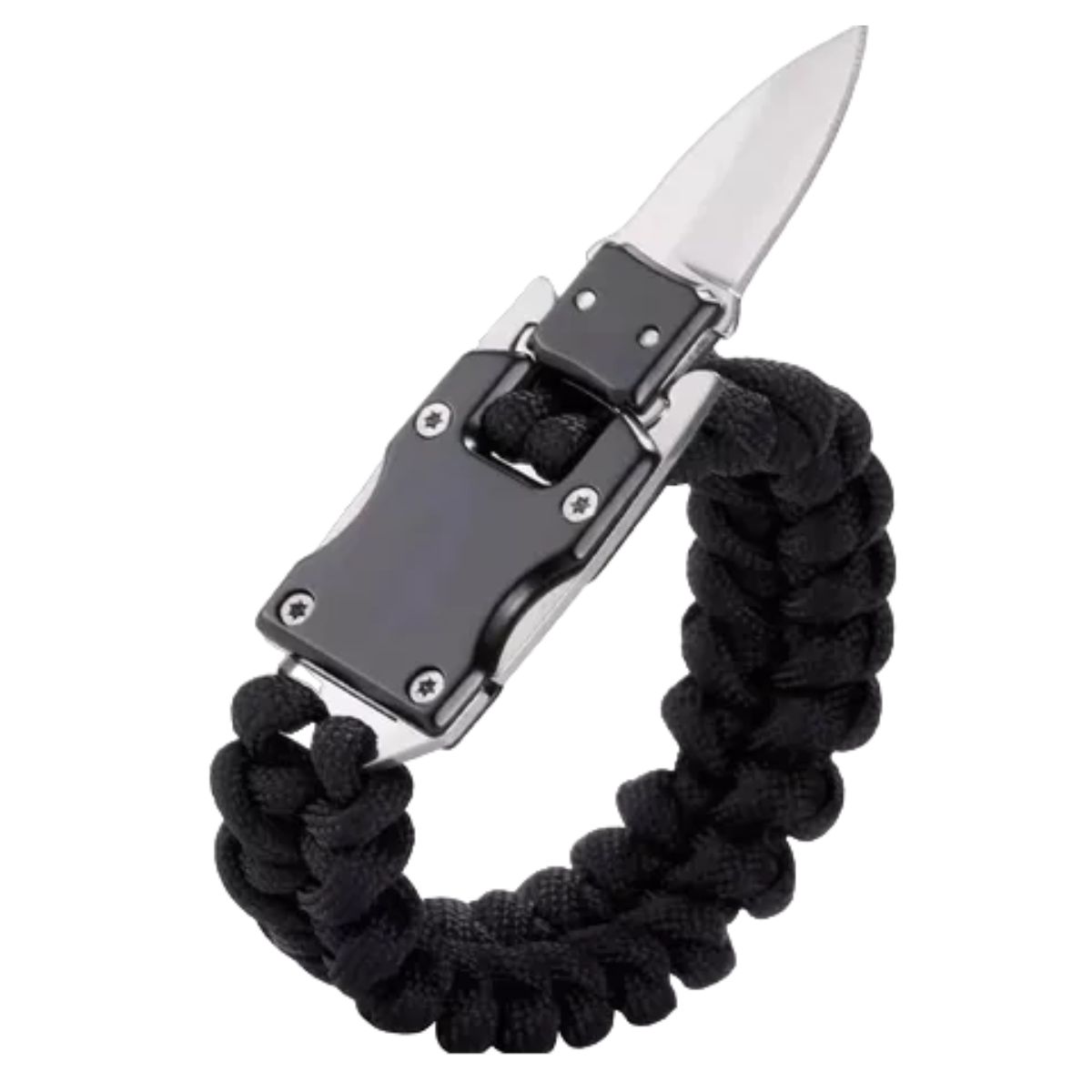 Pulsera Navaja Paracord Tactica Acero Cuchillo negra