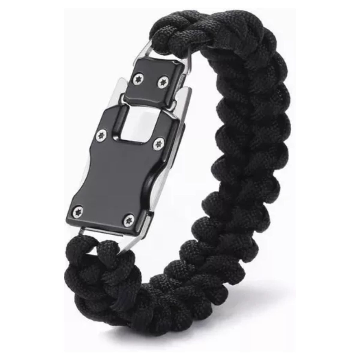 Pulsera Navaja Paracord Tactica Acero Cuchillo negra