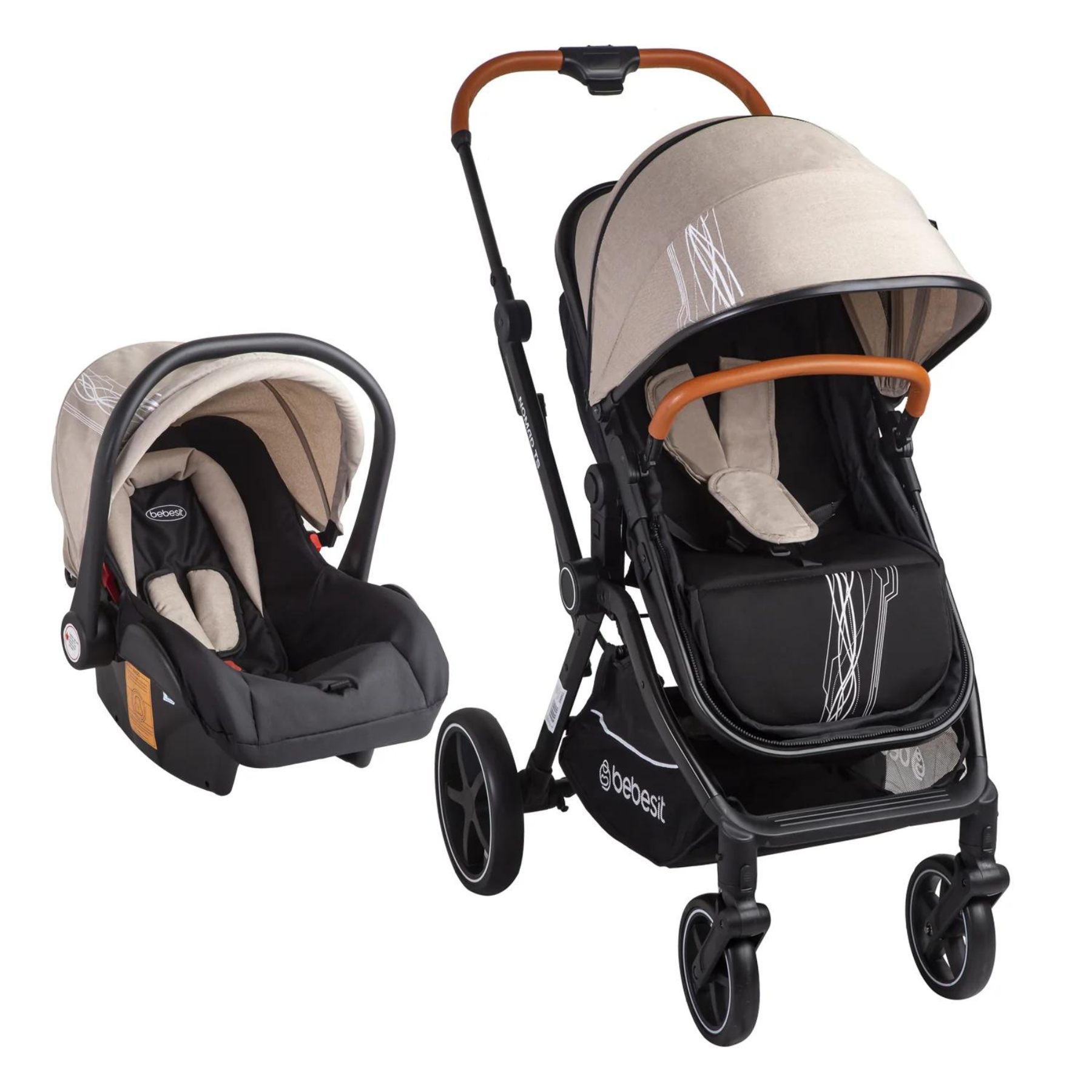 Carriola Para Bebé 3 En 1 Con Portabebé Bebesit Nomad - Beige
