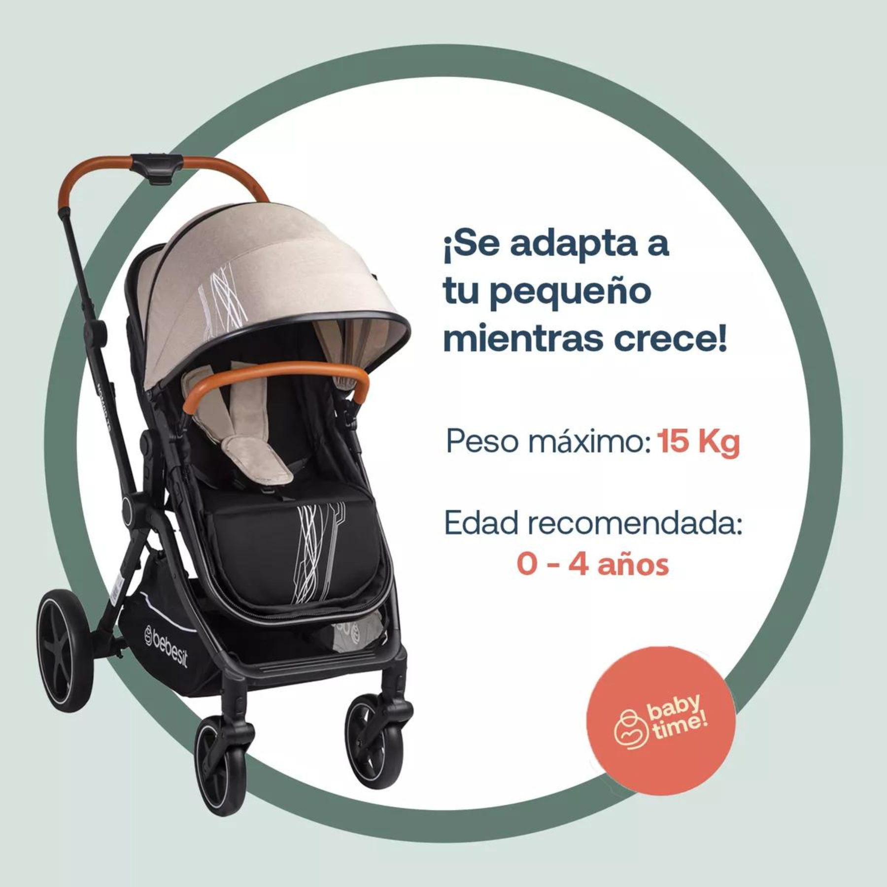 Carriola Para Bebé 3 En 1 Con Portabebé Bebesit Nomad - Beige