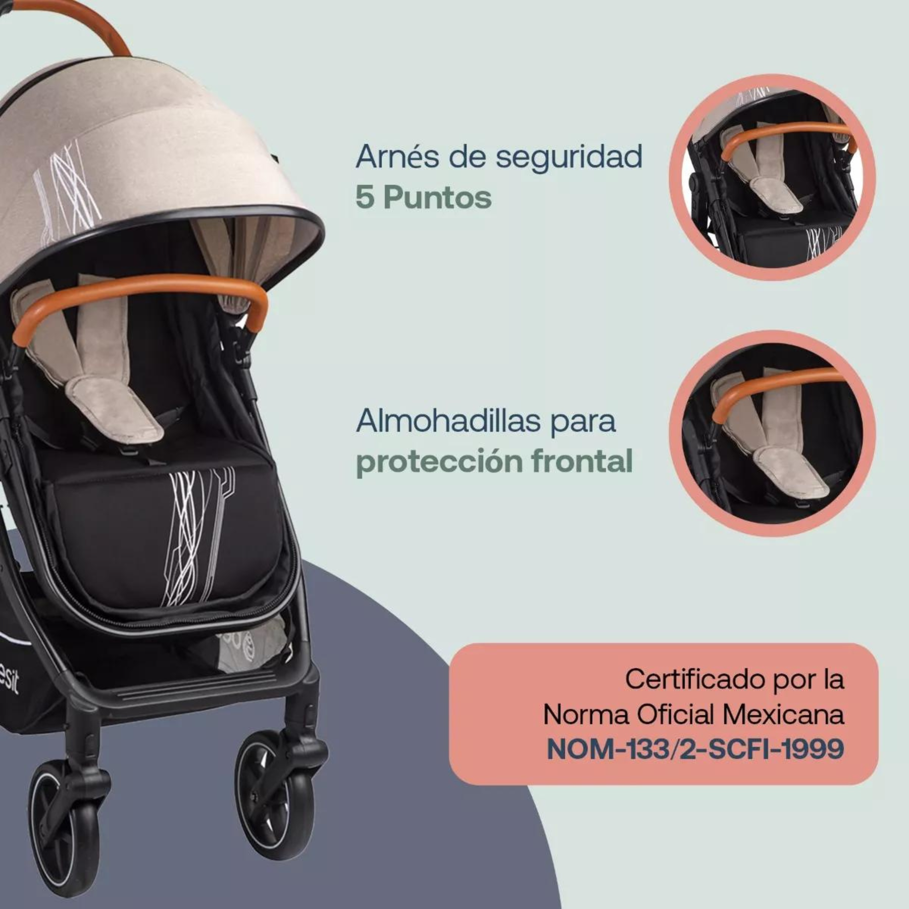 Carriola Para Bebé 3 En 1 Con Portabebé Bebesit Nomad - Beige