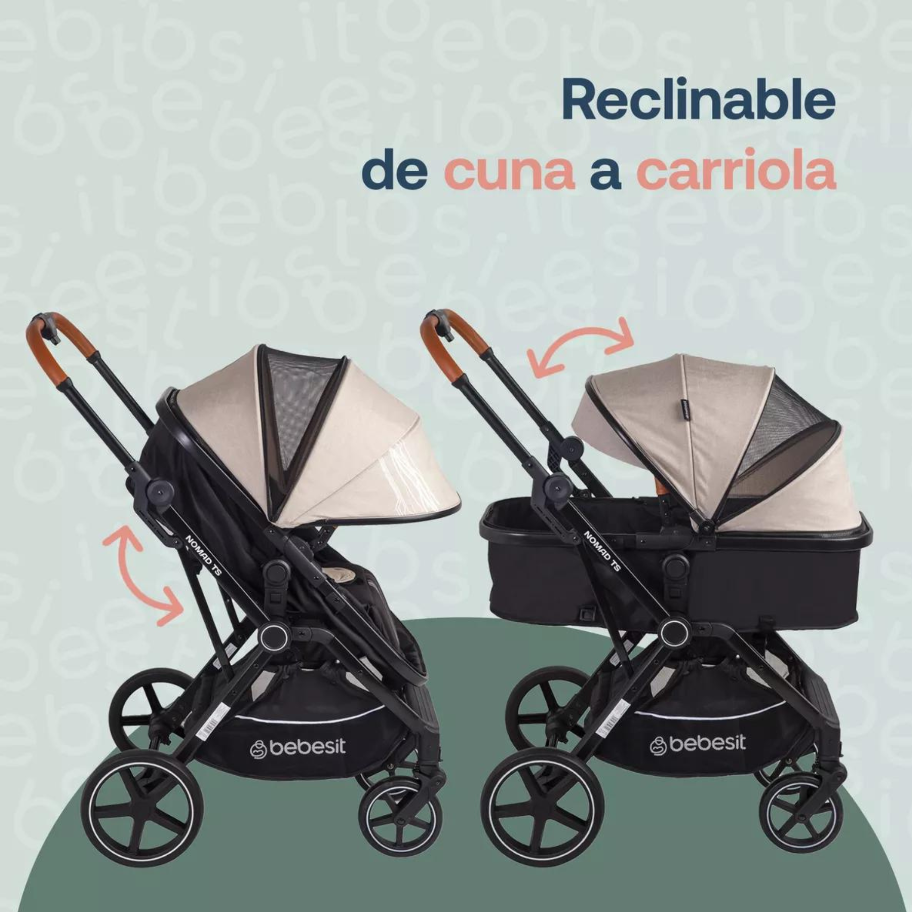 Carriola Para Bebé 3 En 1 Con Portabebé Bebesit Nomad - Beige