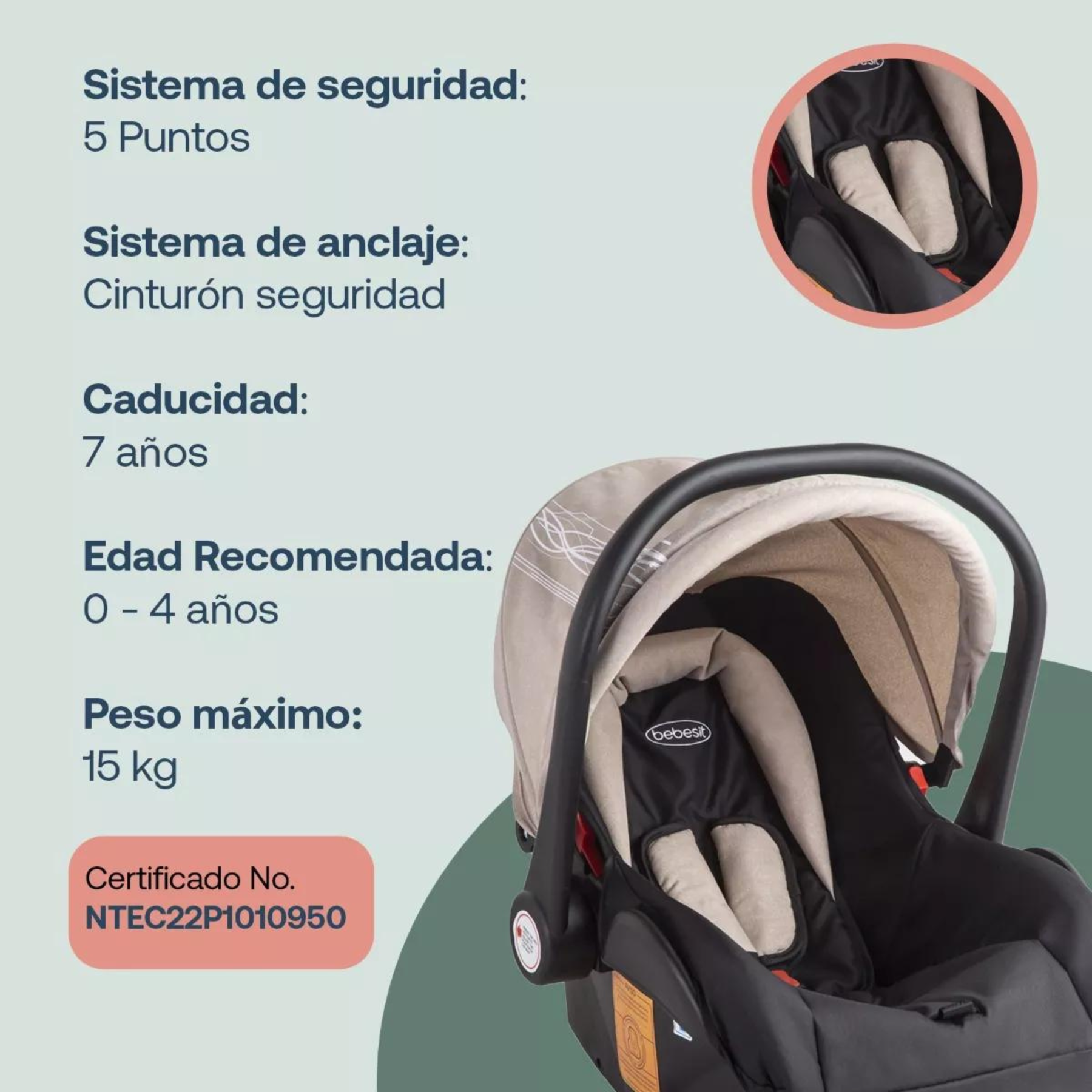 Carriola Para Bebé 3 En 1 Con Portabebé Bebesit Nomad - Beige