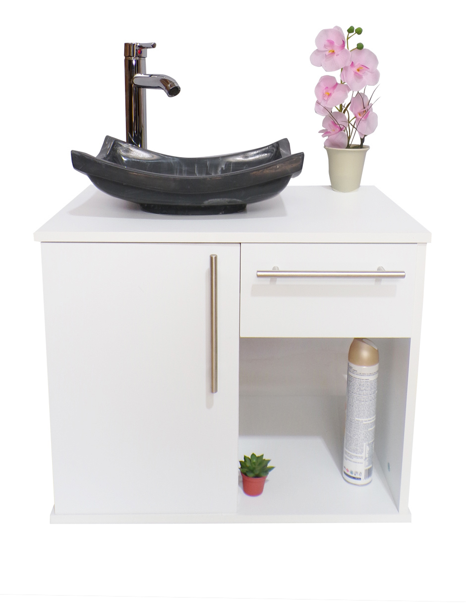 Gabinete Para Baño Flotante Con Ovalin Gris Y Cajón