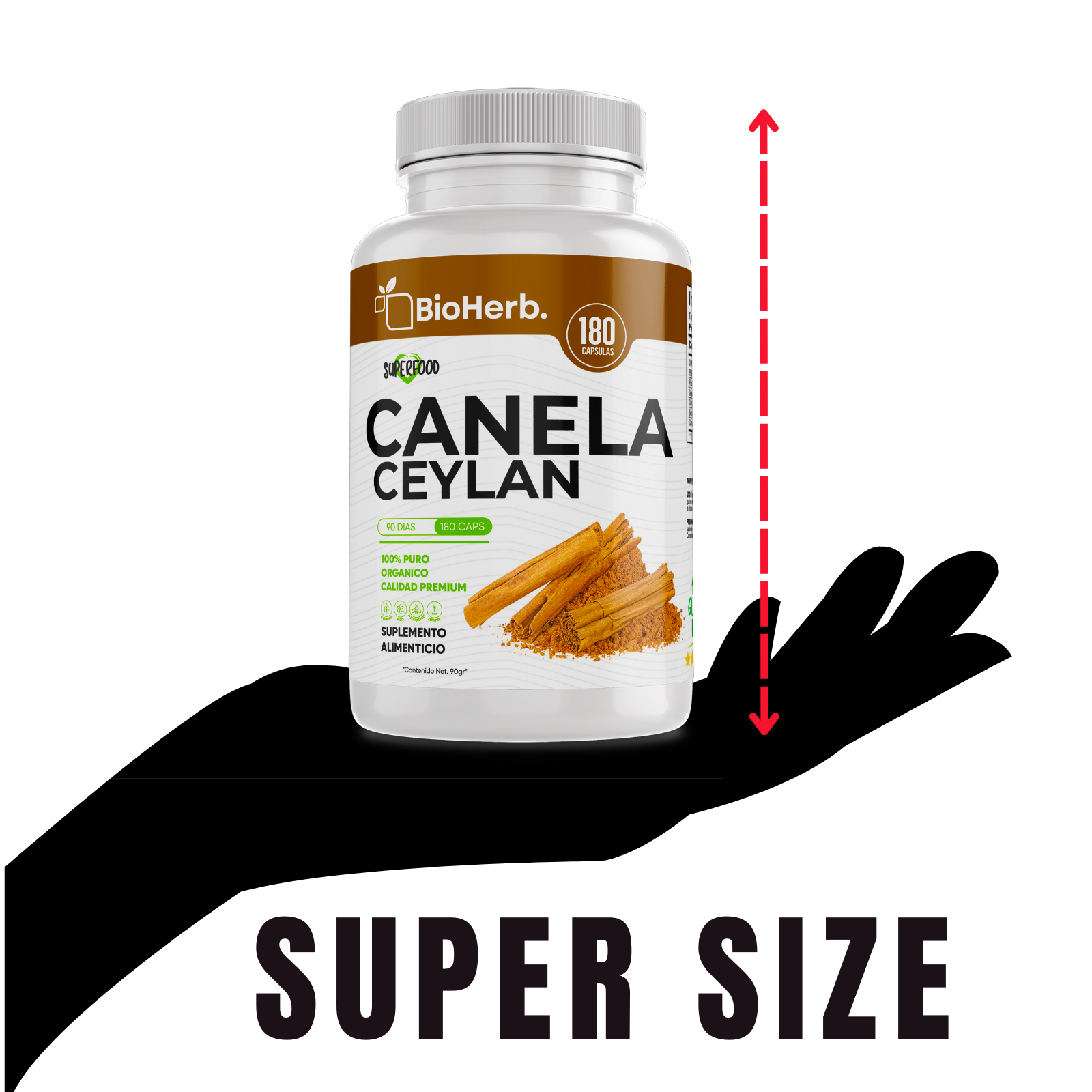 Canela Ceylan 100% Pura (180 Capsulas 500mg) |ORGANICO | NATURAL | Para 90 Dias | - Organic Ceylan Cinnamon