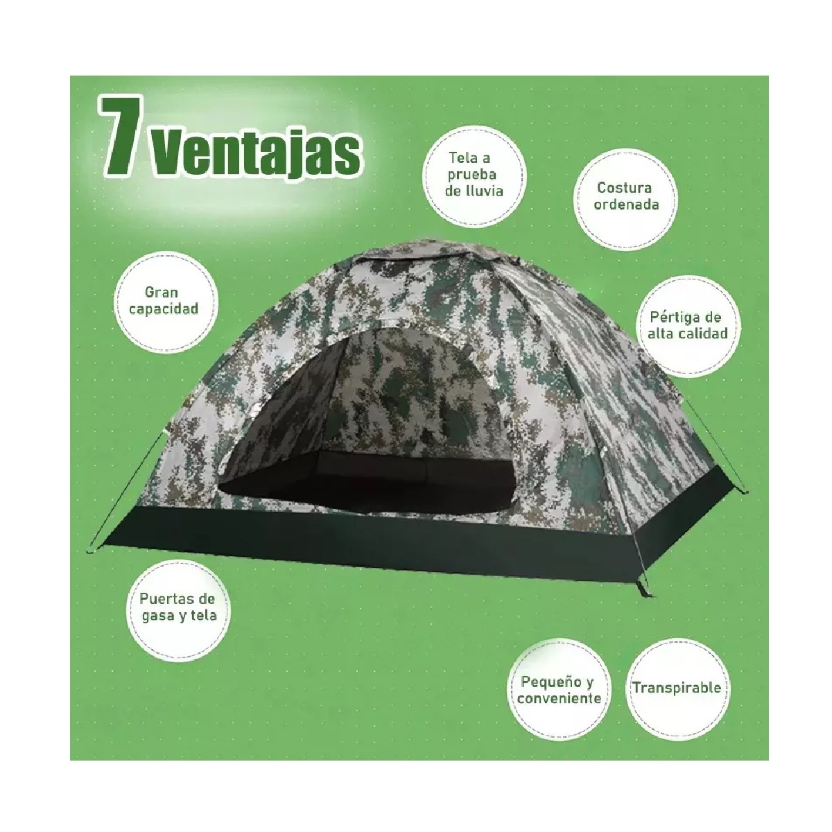 Tienda Casa Campaña Grande Camping 3 Personas Fácil Instalar