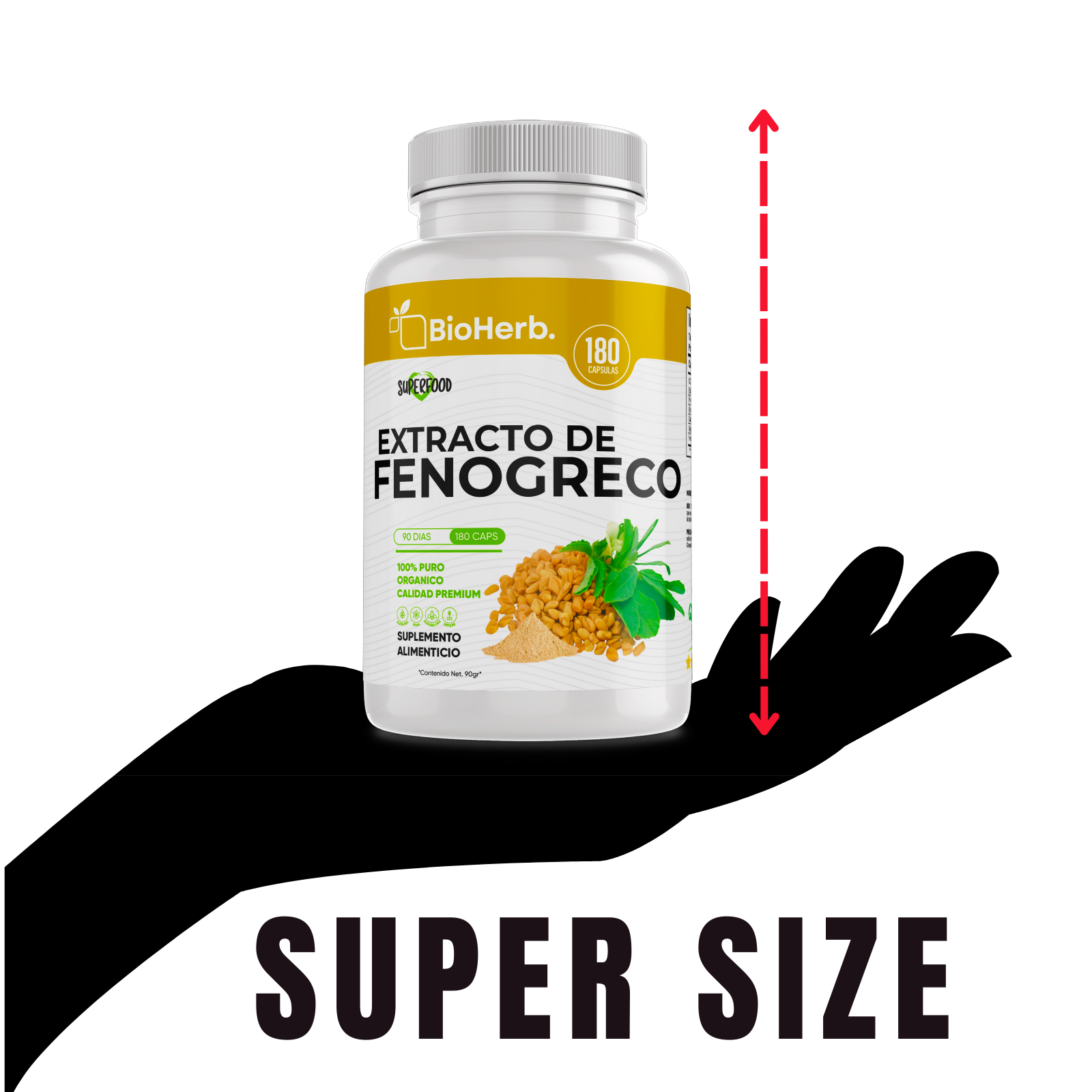 Fenogreco 100% Puro (180 Capsulas 500mg) |ORGANICO | NATURAL | Para 90 Dias | - Organic Fenogreco